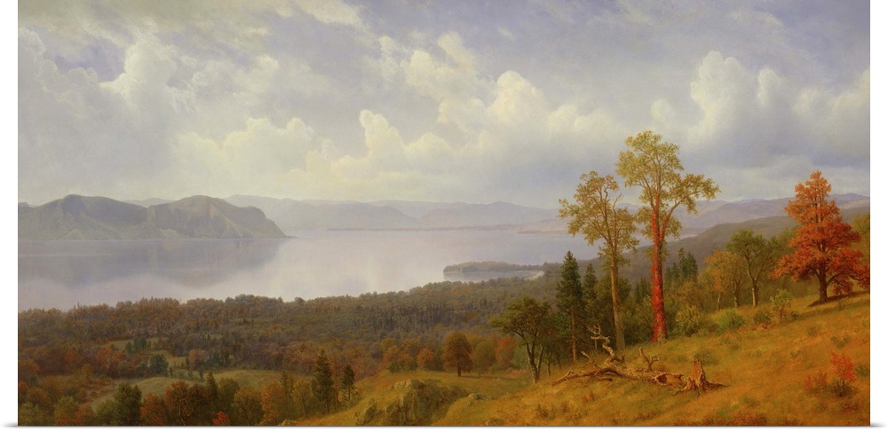 View on the Hudson Looking Across the Tappen Zee Towards Hook Mountain, 1866, oil on canvas.  By Albert Bierstadt (1830-19...