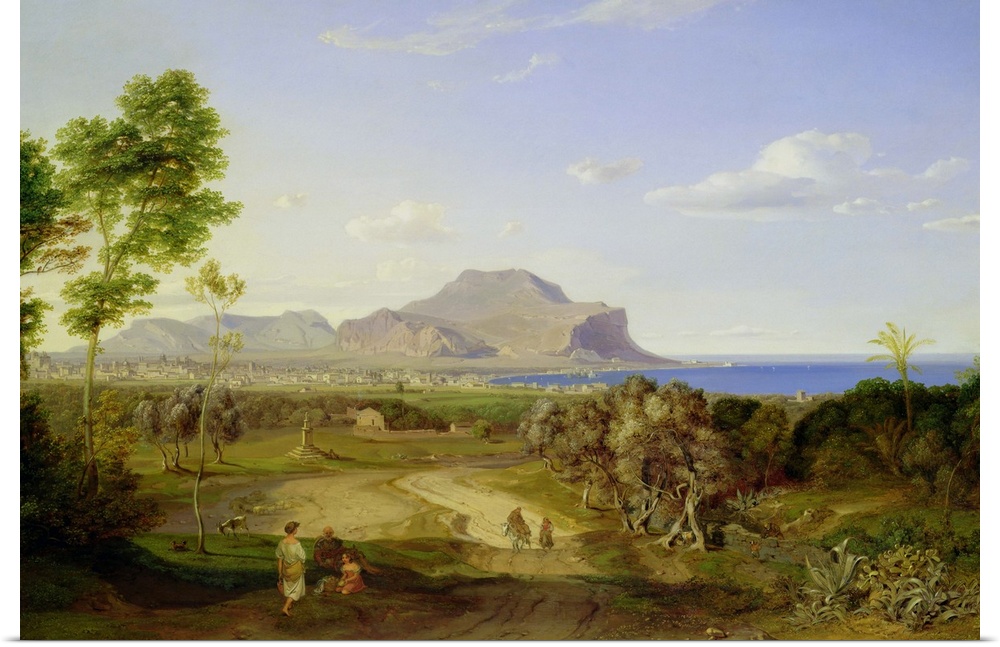 XKH149002 View over Palermo, 1828 (oil on canvas)  by Rottmann, Carl (1797-1850); 67x102 cm; Hamburger Kunsthalle, Hamburg...