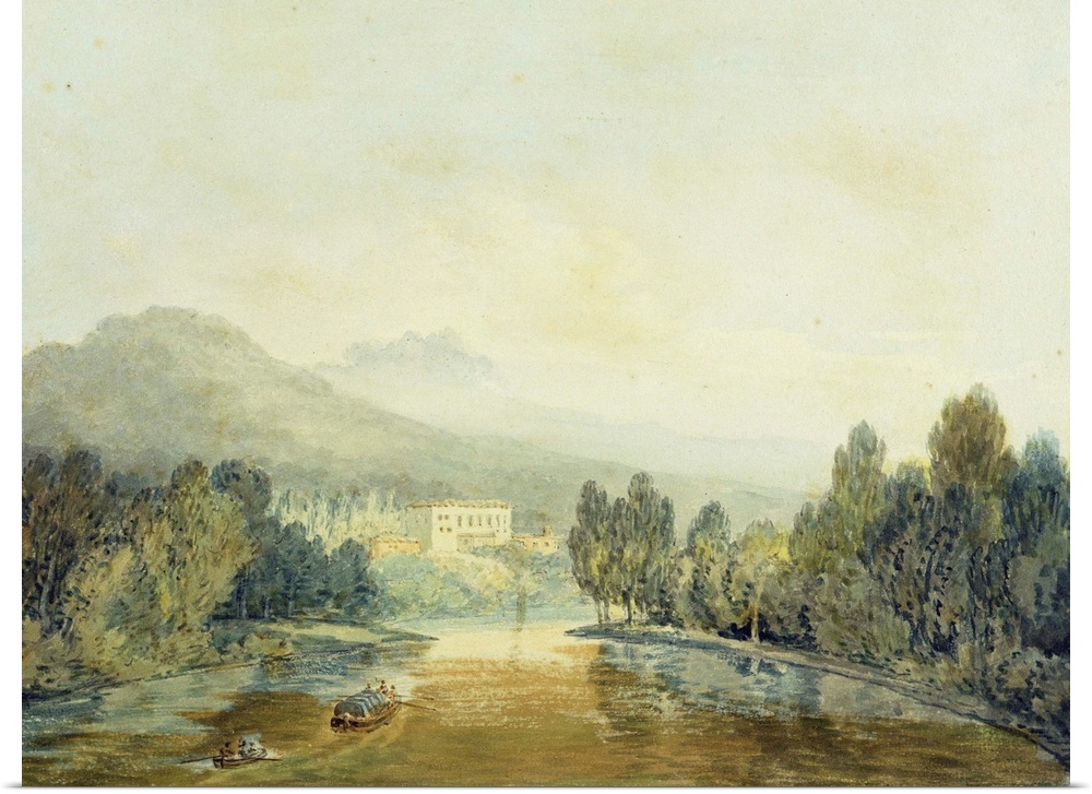 Villa Salviati on the Arno, c.1796-97 (w/c on pencil on paper laid on mount) by Turner, Joseph Mallord William (1775-1851)