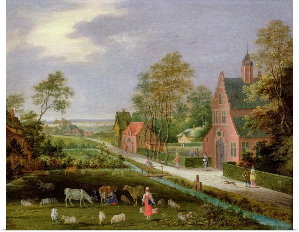 BAL178006 Village Landscape (oil on copper); by Gysels, Pieter (1621-c.1691)