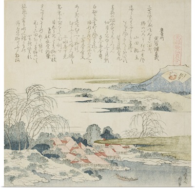 Village on the Yoshino River, illustration for The Brocade Shell