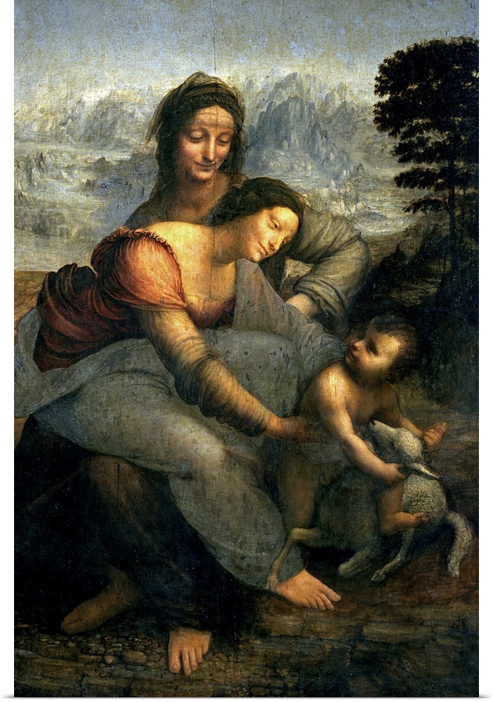 XIR505 Virgin and Child with St. Anne, c.1510 (oil on panel)  by Vinci, Leonardo da (1452-1519); 168x130 cm; Louvre, Paris...