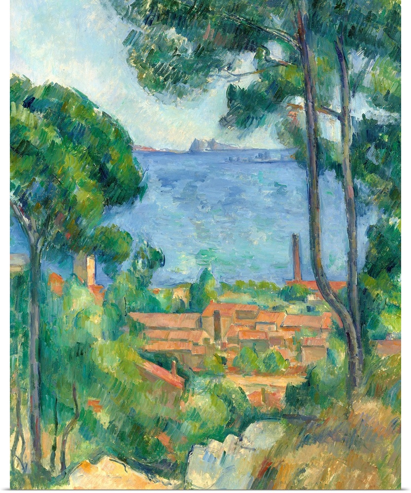 Vue sur L'Estaque et le Chateau d'If, c.1883-85 (originally oil on canvas) by Cezanne, Paul (1839-1906)