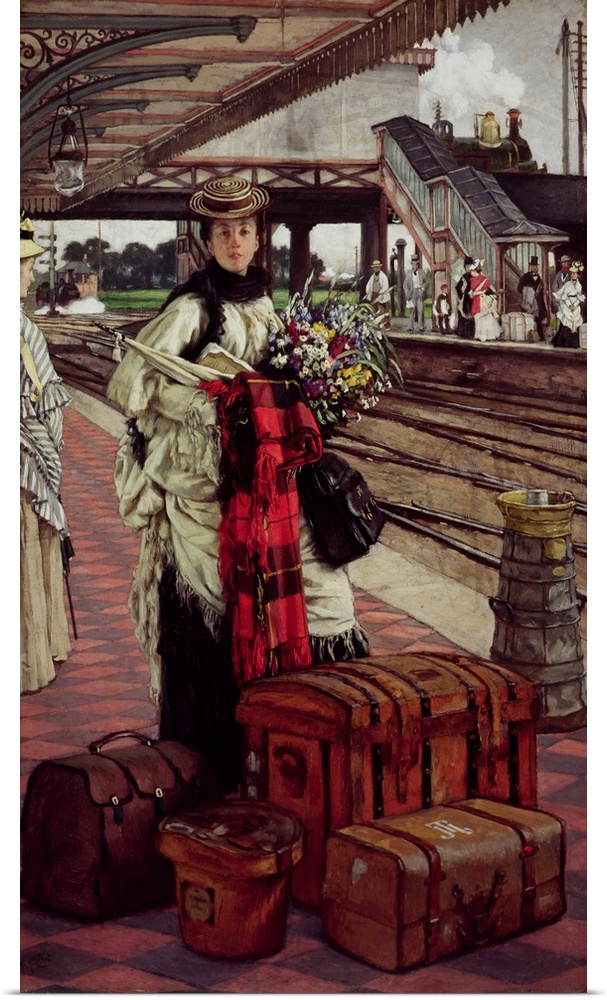 BAL67250 Waiting at the Station, Willesden Junction, c.1874  by Tissot, James Jacques Joseph (1836-1902); oil on canvas; D...