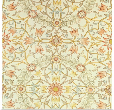 Wallpaper with a floral design of lilies enclosed by roses