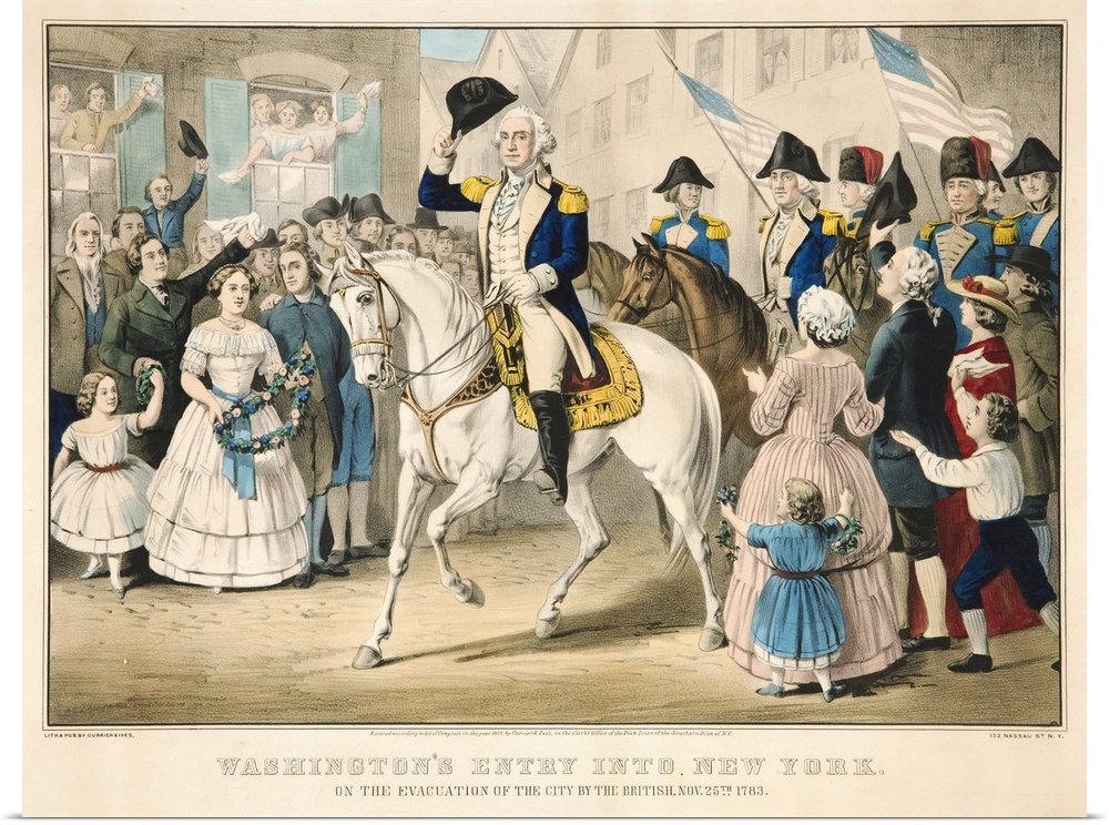 Washington's entry into New Yrok on the evacuation of the city by the British on Nov. 25th 1783, 1857 by Currier, N. (1813...