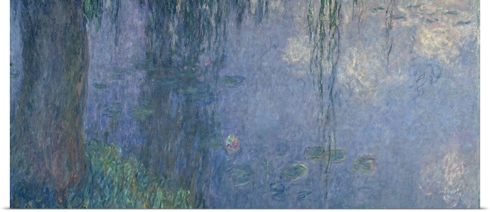 XIR71320 Waterlilies: Morning with Weeping Willows, detail of the left section, 1914-18 (oil on canvas) (see also 71321-22...