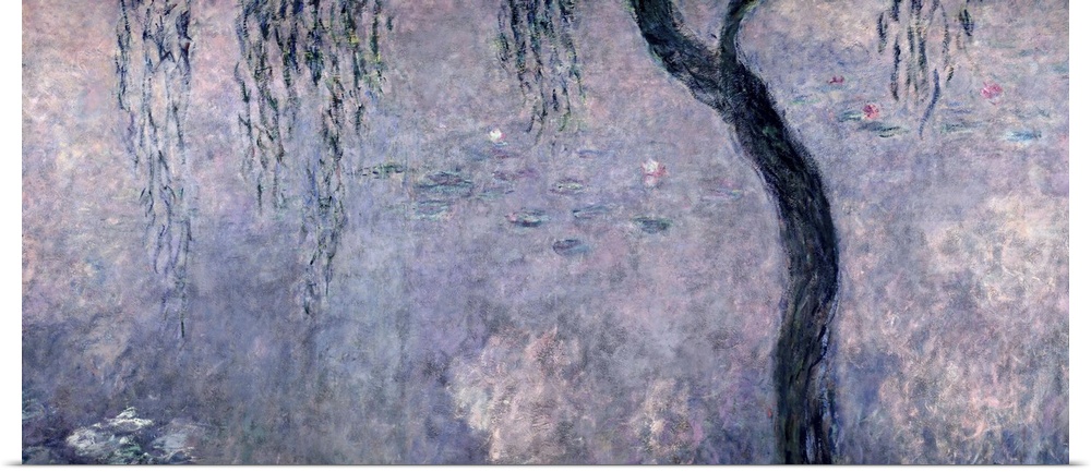 XIR75703 Waterlilies: Two Weeping Willows, right section, 1914-18 (oil on canvas) (see also 75700-02)  by Monet, Claude (1...