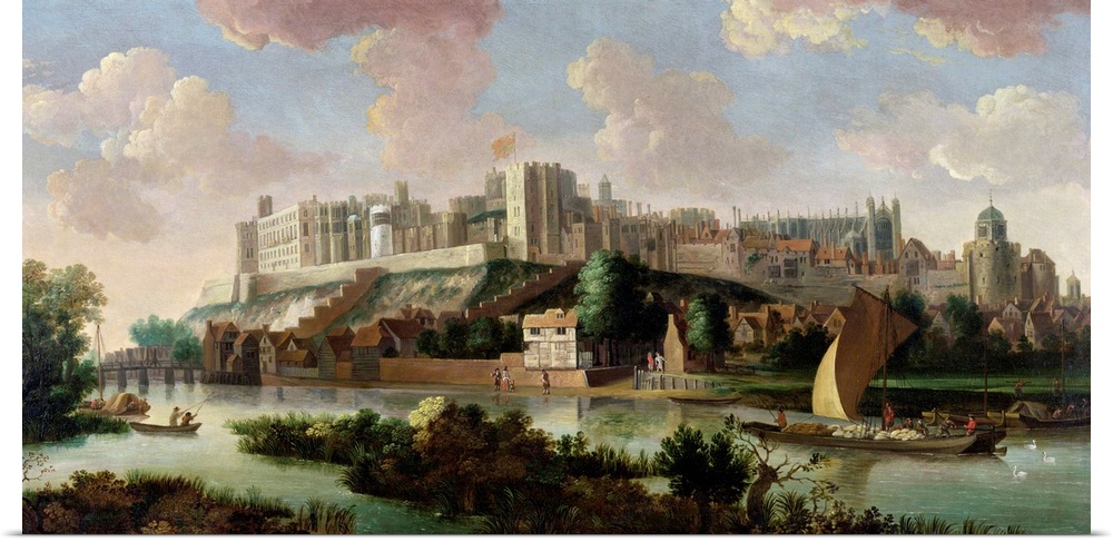 XYC239856 Windsor Castle seen from the Thames, c.1700 (oil on canvas) by Vorsterman, Johannes (1643-99) (after); 67.6x93.3...