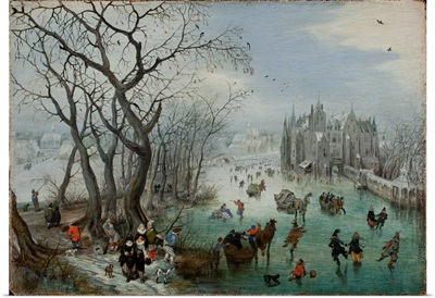 Winter Landscape With Skaters Near A Castle, 1615