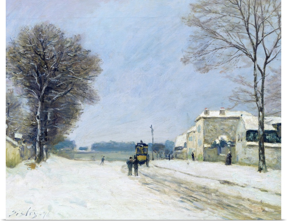 XIL16785 Winter, Snow Effect, 1876 (oil on canvas); by Sisley, Alfred (1839-99); Musee des Beaux-Arts, Lille, France; Gira...