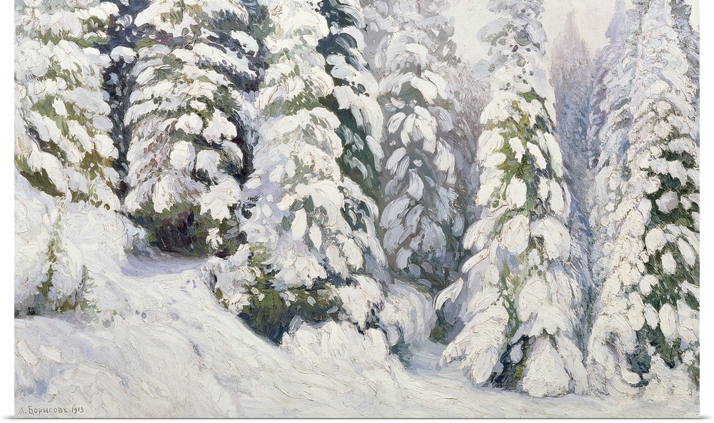 BAL153667 Winter Tale, 1913 (oil on canvas)  by Borisov, Aleksandr Alekseevich (1866-1934); 79x125 cm; Art Museum of Volog...