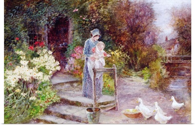 Woman and Child in a Cottage Garden