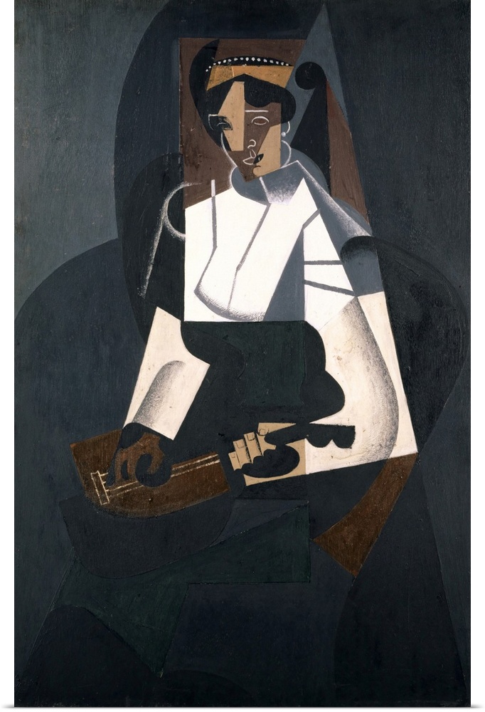 Woman with Mandolin, after Corot, 1916 (originally oil on plywood) by Gris, Juan (1887-1927)