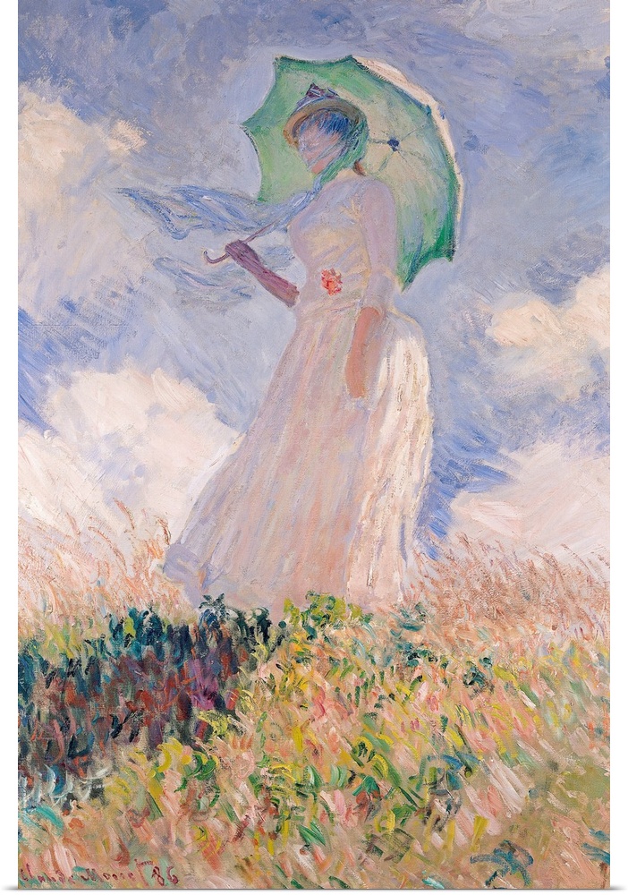 XIR16615 Woman with Parasol turned to the Left, 1886 (oil on canvas)  by Monet, Claude (1840-1926); 131x88 cm; Musee d'Ors...