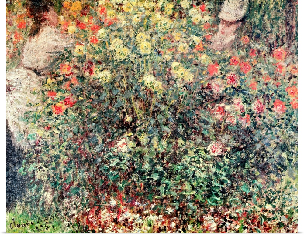 XIR203399 Women in the Flowers, 1875 (oil on canvas); by Monet, Claude (1840-1926); 54.5x65.5 cm; Narodni Galerie, Prague,...