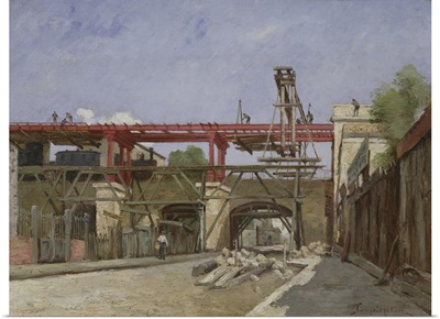 Workers Raising Ring Road Railway Tracks On Bridge Of The Rue De La Voute, Paris, 1888