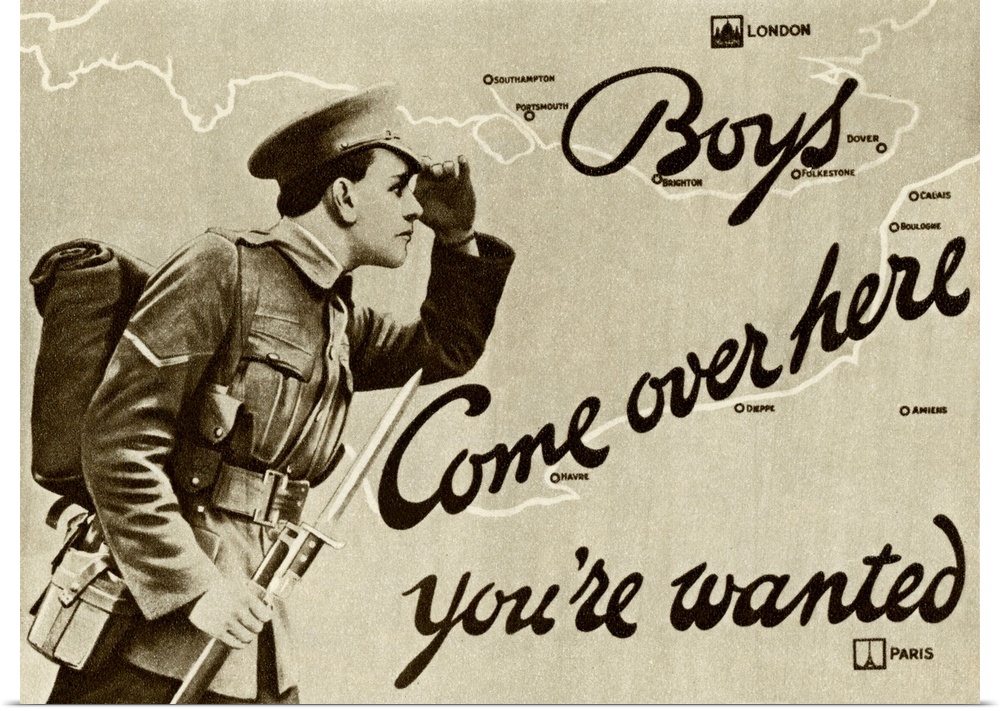 WW1 Recruitment poster for the British army in the First World War, 1915.