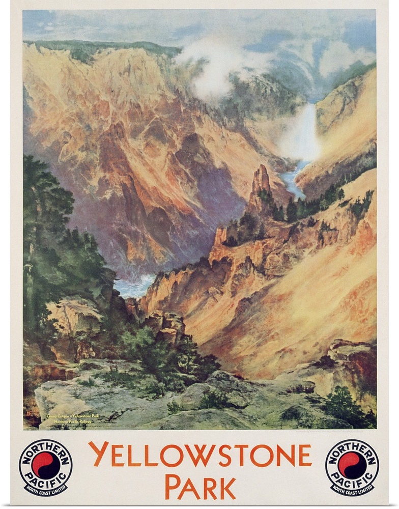 SIT306432 Yellowstone Park, 1934 (colour litho) by Moran, Thomas (1837-1926) (after); Private Collection; (add.info.: from...