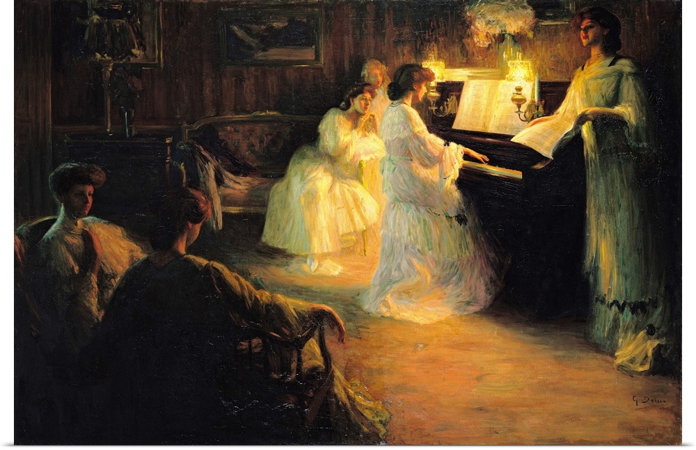 XIR72098 Young Girls at a Piano, 1906 (oil on canvas)  by Deluc, Gabriel (1883-1916); Musee Bonnat, Bayonne, France; Frenc...