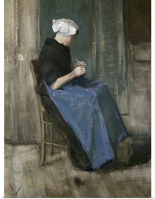 Young Scheveningen Woman Knitting, Facing Right, 1881