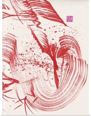 Zen Red Bamboo Ink Abstraction 1, 2020