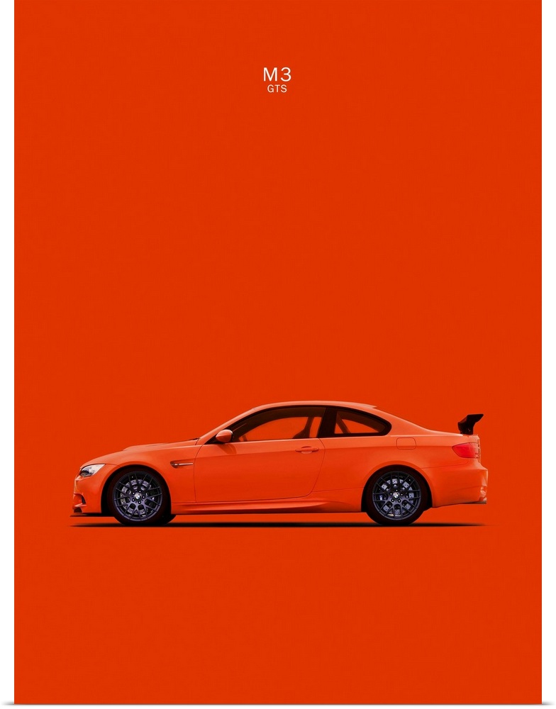 Photograph of an orange BMW M3 GTS printed on an orange background