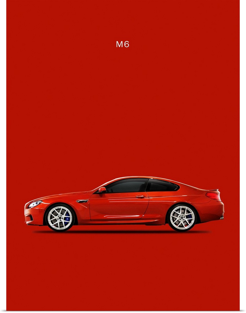 Photograph of a red BMW M6 printed on a red background