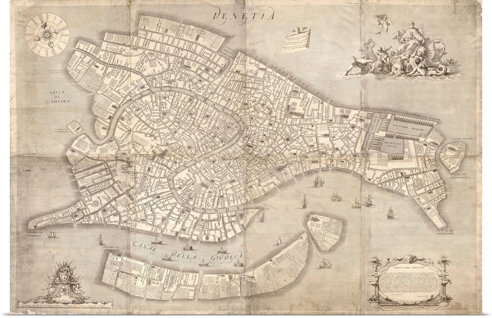 Antique map of Venice from 1729.
