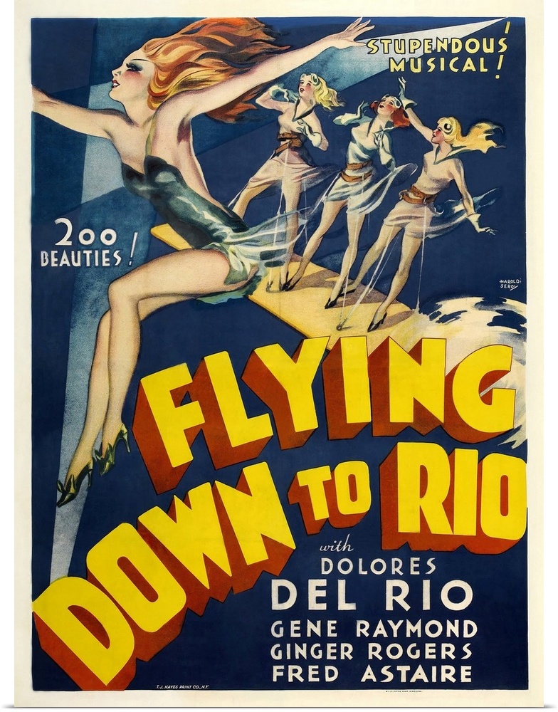 Vintage movie poster for "Flying Down To Rio"