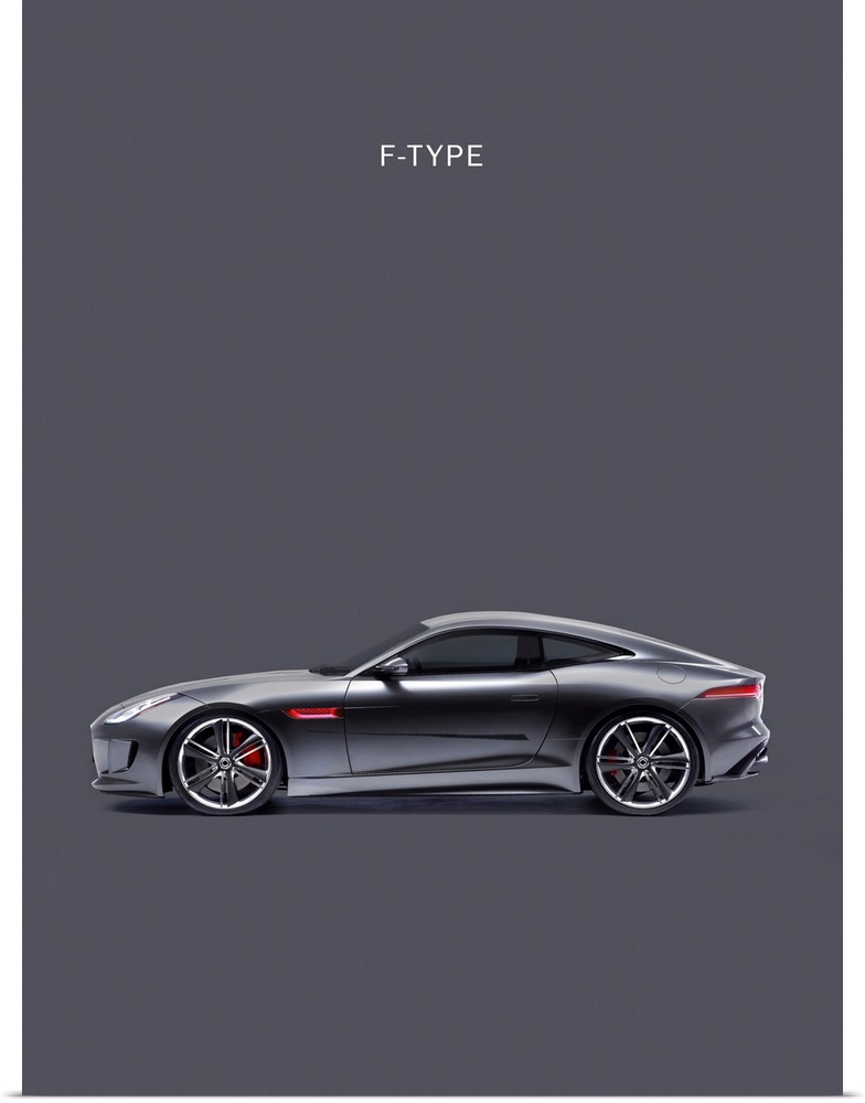 Photograph of grey a Jaguar F Type printed on a grey background