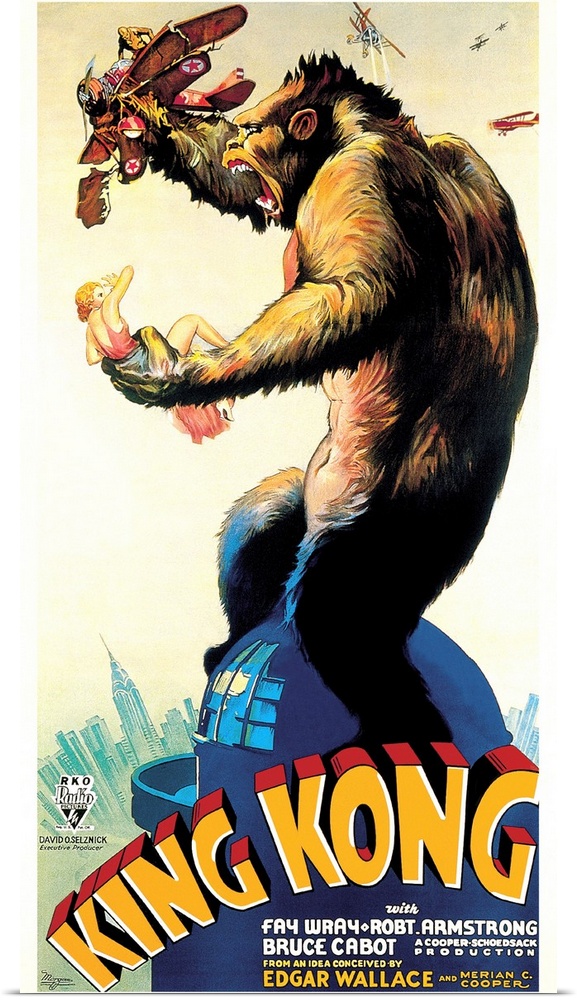 Vintage movie poster of King Kong from 1933.