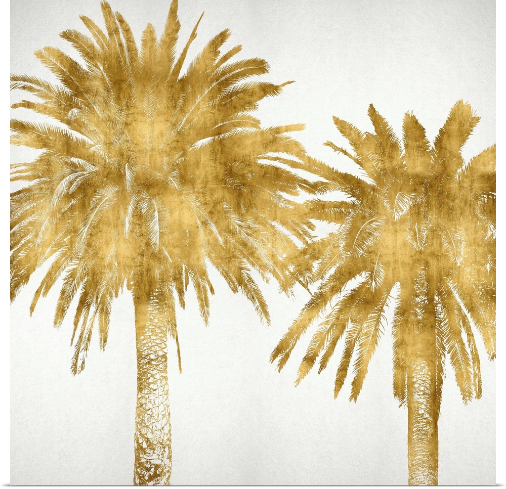 Two gold palm trees on a white background.