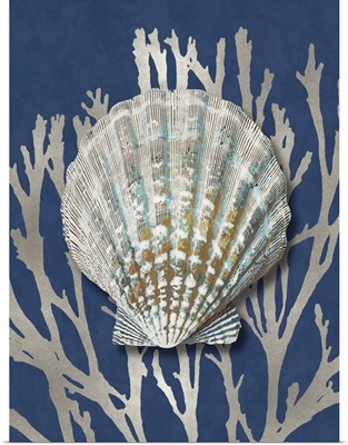 Shell Coral Silver on Blue IV