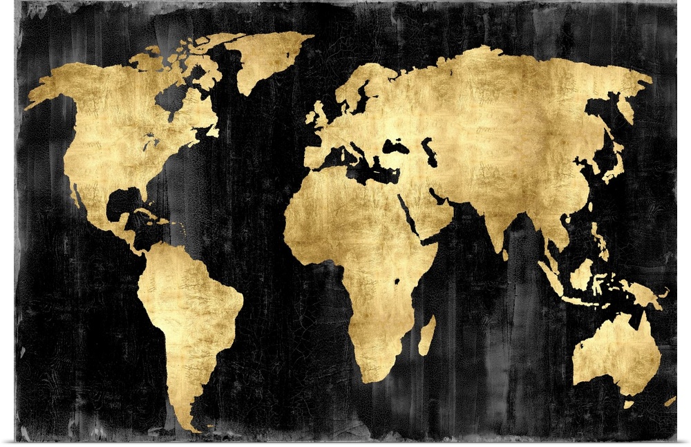 World map in black and gold.
