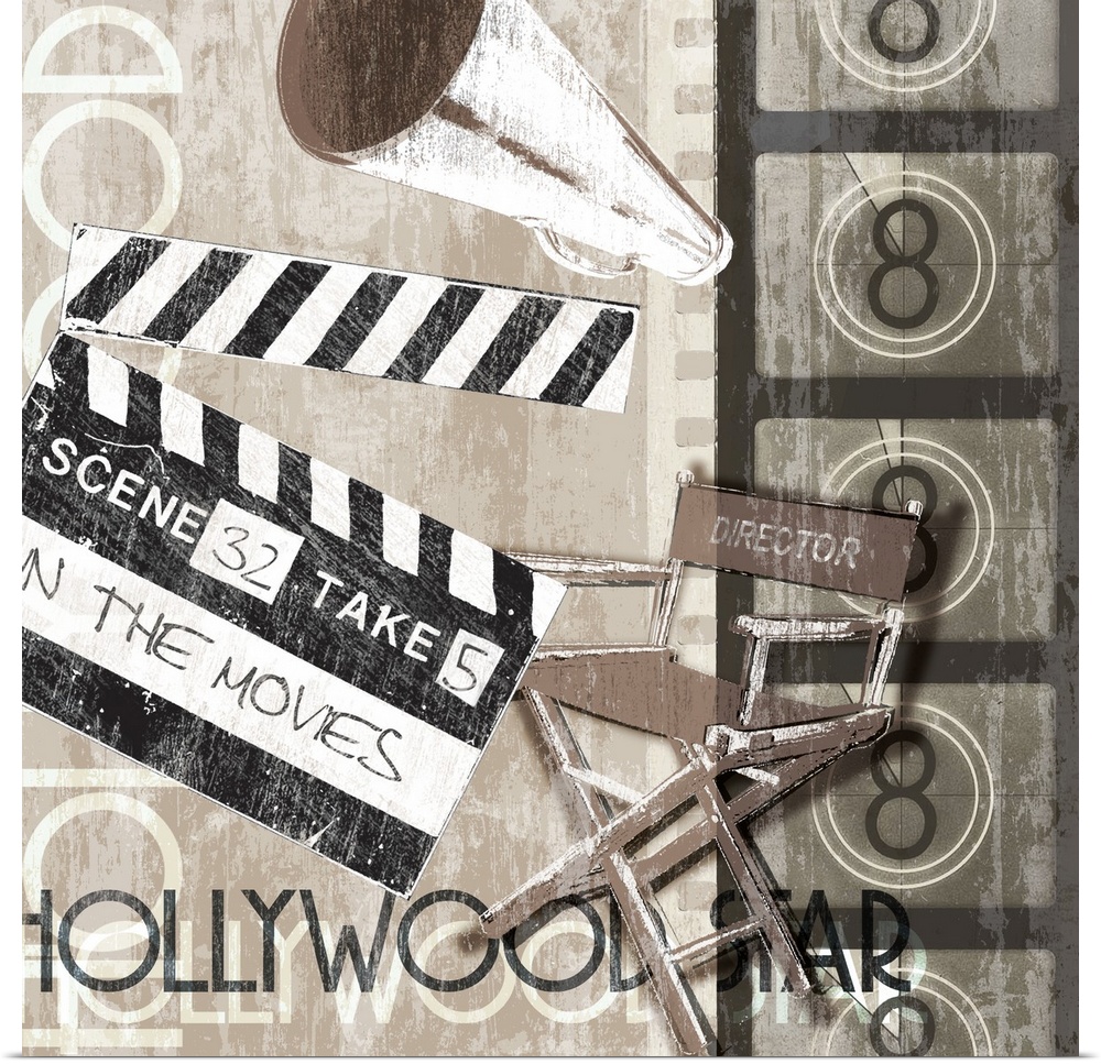 A movie theme design with text "Hollywood Star."