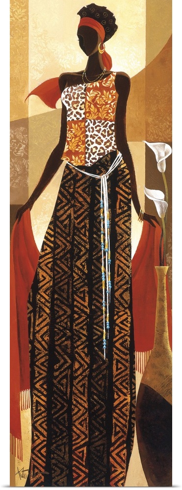 Artwork of an African woman in traditional dress.