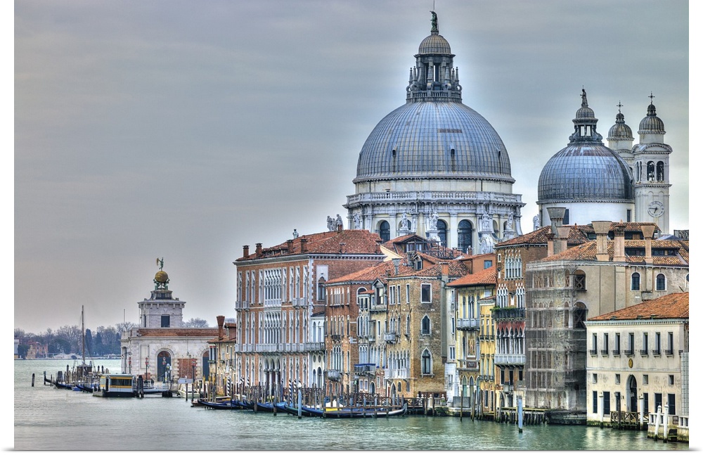 A scenic view of the city of Venice, Italy in muted colors.