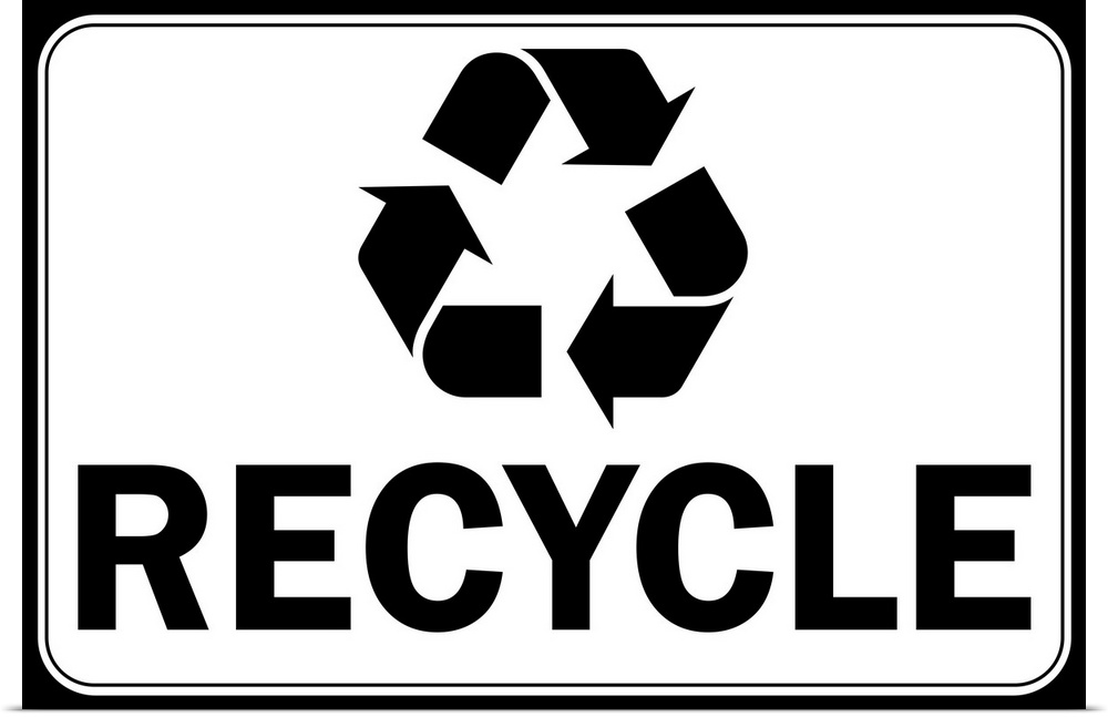 Recycle with symbol in black and white