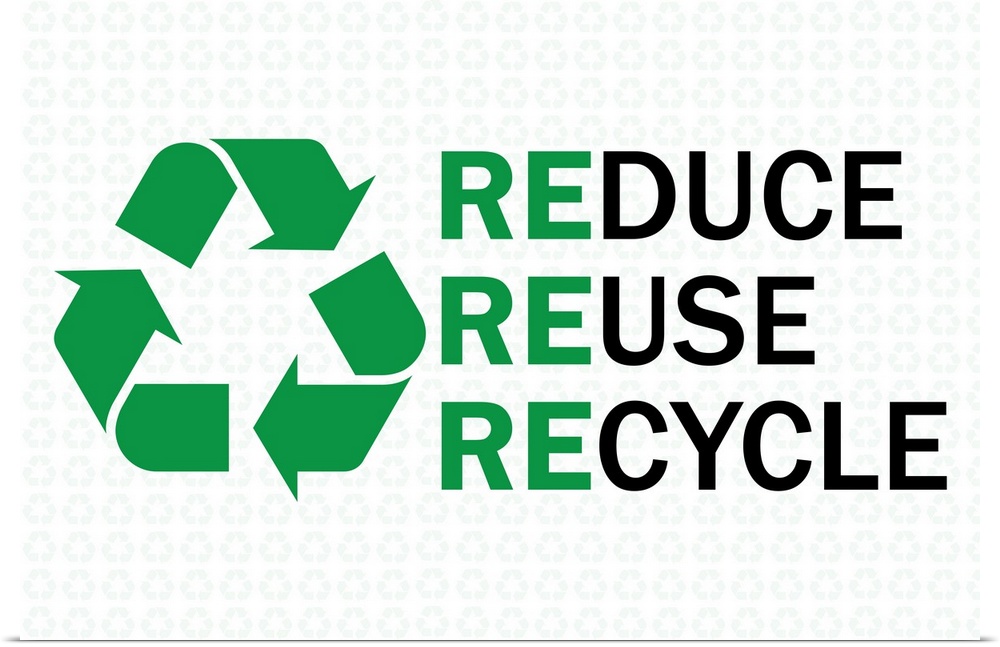 Reduce Reuse Recycle in green and black