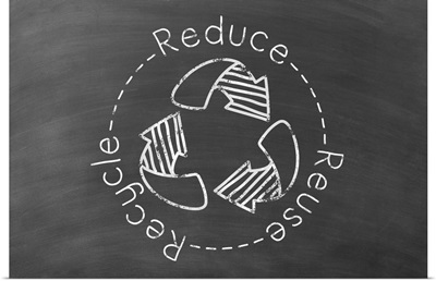 Reduce Reuse Recycle - Circle - Black Chalkboard