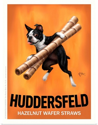 Huddersfeld Hazelnut Wafer Straws Retro Advertising Poster