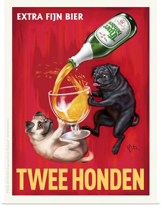 Twee Honden Extra Fijn Bier Retro Advertising Poster