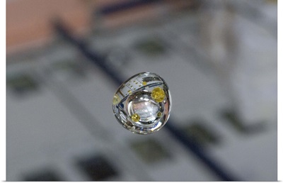 Air and pepper oil suspended in a water droplet