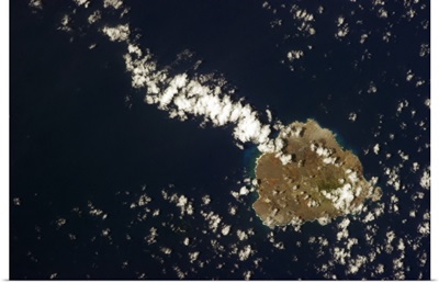 Ascension Island with a kite's tail of cloud. Darwin climbed the volcano in 1836
