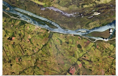 Blue river, brown river in Brazil farmland
