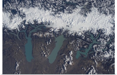 The Patagonian glaciers that survived the summer, and their chalk blue meltwater