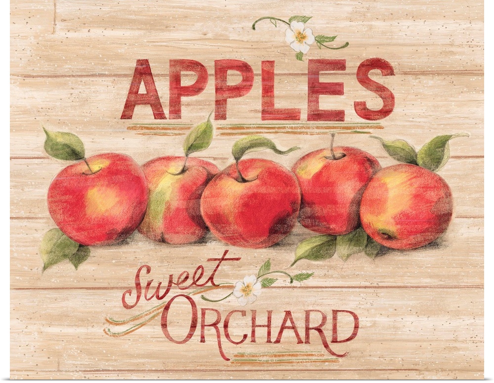 A vintage apple orchard sign evokes childhood memories of apple-picking!