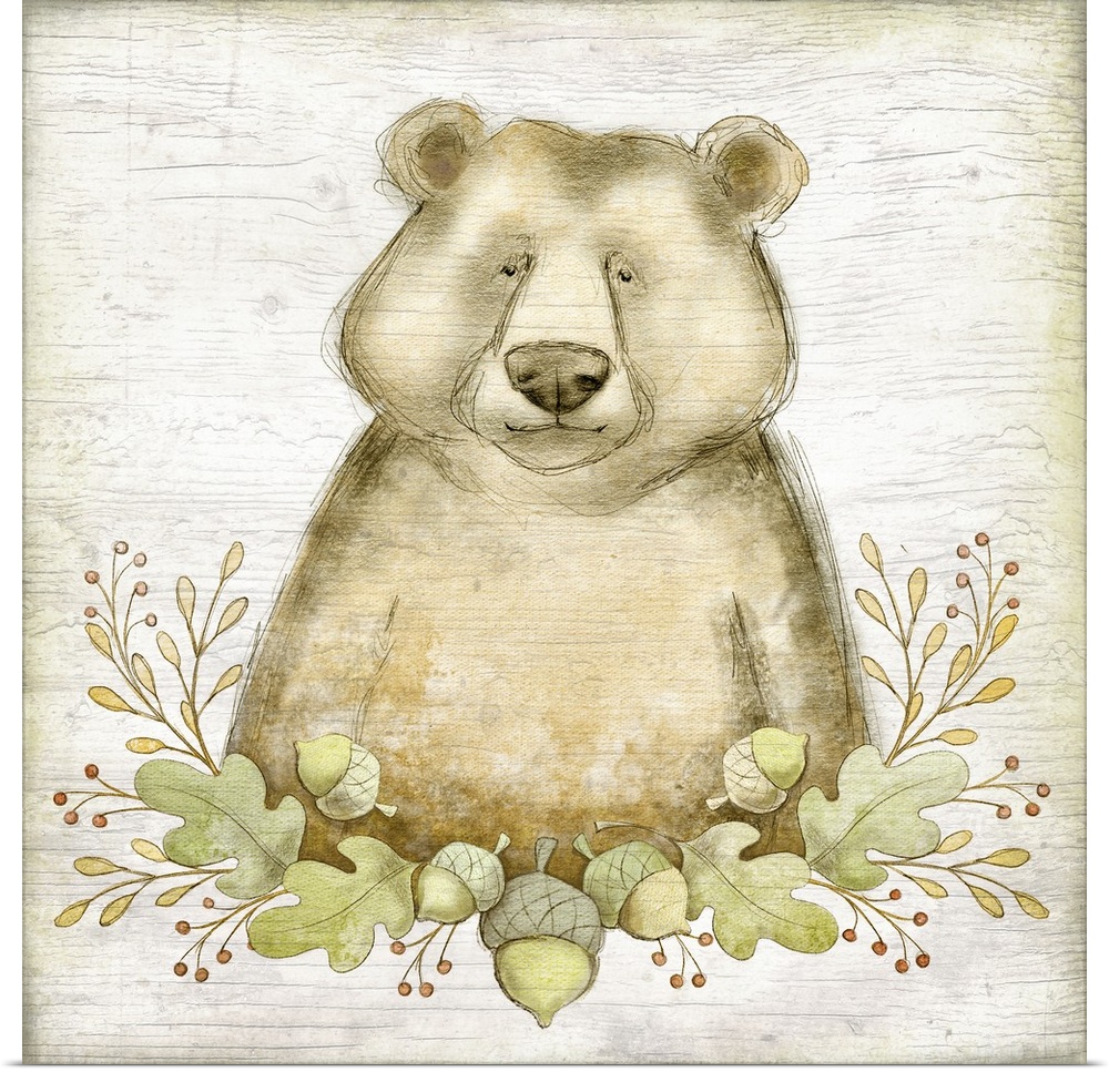 Sweet woodland baby bear perfect for baby and child's room decor