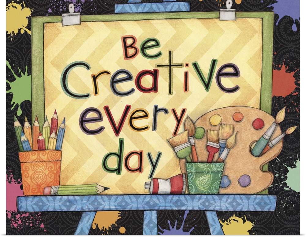 School-themed art with inspirational message.